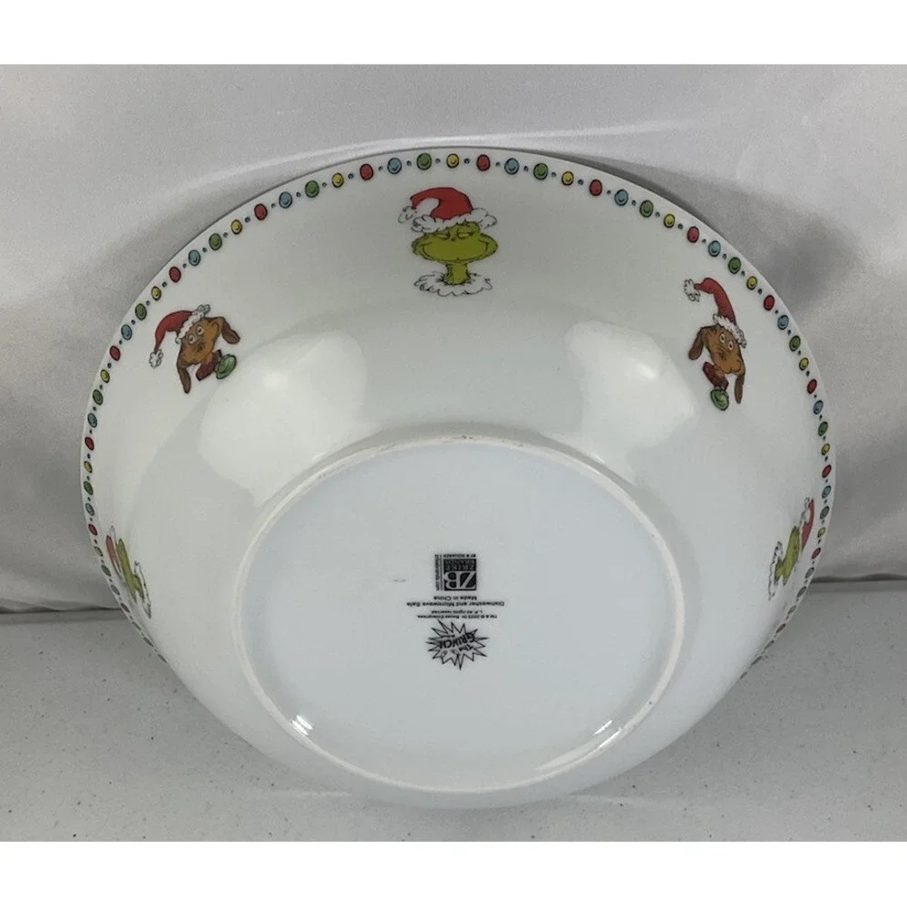 Dr. Seuss The Grinch Who Stole Christmas With Max Large Serving Bowl 9inch